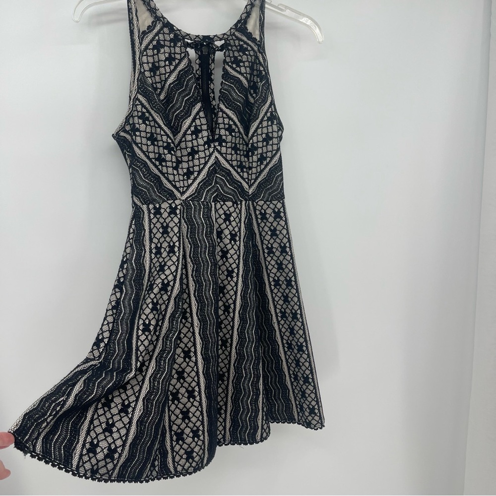 Free People Black Lace Mini Dress Twee Indie Boho Y2K Size 2 - Picture 4 of 13